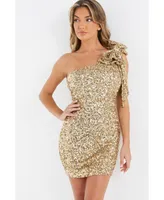 Quiz Women's Bow One-Shoulder Sequin Bodycon Dress