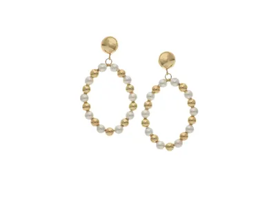 Rivka Friedman Pearl + Polished Bead Drop Earrings