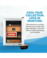Newair 250 Count Electric Cigar Humidor Wineador in Stainless Steel with Opti-Temp Heating and Cooling Function, Spanish Cedar Shelves, Digital Thermo