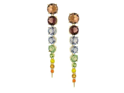 Rivka Friedman Graduated Rainbow Crystal Multi Color Dangle Earrings
