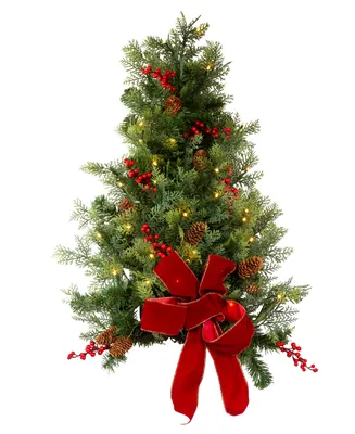 Kurt Adler 26" Battery-Operated Pre-lit Wall Tree with Bow