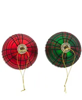 Kurt Adler 80 mm Plaid Glitter Balls, 6 Piece Set