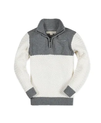 Hope & Henry Boys ganic Long Sleeve Colorblock Half Zip Pullover Sweater