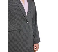 Calvin Klein Plus One-Button Pinstriped Blazer