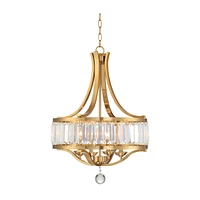 Possini Euro Design Prava Warm Brass Pendant Chandelier Lighting 21 1/2" Wide Strip Crystal Shade 4-Light Fixture for Dining Room House Foyer Entryway