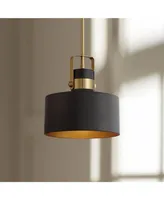 Possini Euro Design Courtney Soft Gold Mini Pendant Lighting 10" Wide Modern Matte Black Outer Gold Inner Drum Shade Fixture for Dining Room Home Foye