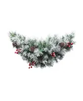 Glitzhome 3' Pre-Lit Pinecones and Red Berries Artificial Christmas Swag with 50 Warm White Lights and Timer