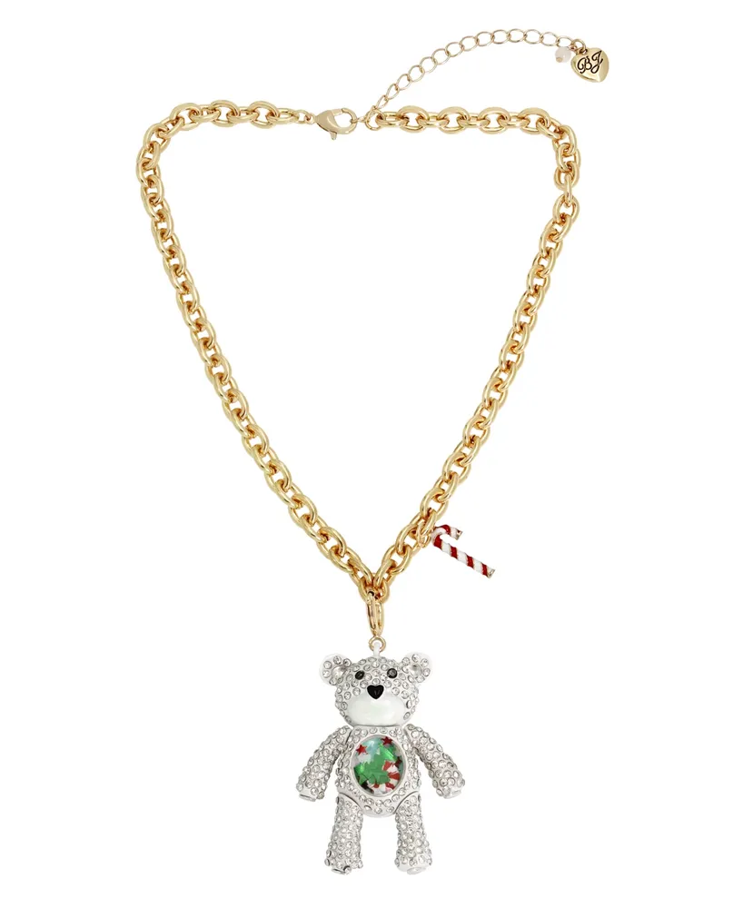 Betsey Johnson Faux Stone Bear Convertible Ornament Necklace