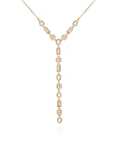 T Tahari Gold-Tone Clear Light Glass Stone Y Necklace