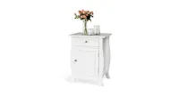 Wooden Accent End Table with Drawer Storage Cabinet Nightstand-White