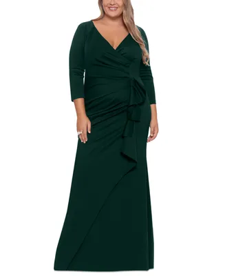 Xscape Plus Side-Ruffle Ruched Gown