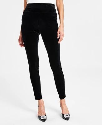 I.n.c. International Concepts Women's Velvet Non-Seam Skinny Leggings, Created For Macy's