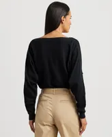 Lauren Ralph Women's Cotton-Blend Dolman-Sleeve Sweater