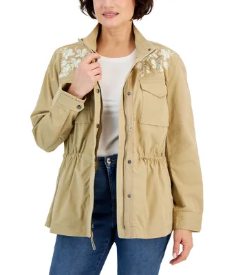 Style & Co Women's Floral-Embroidered Jacket, Created for Macy's