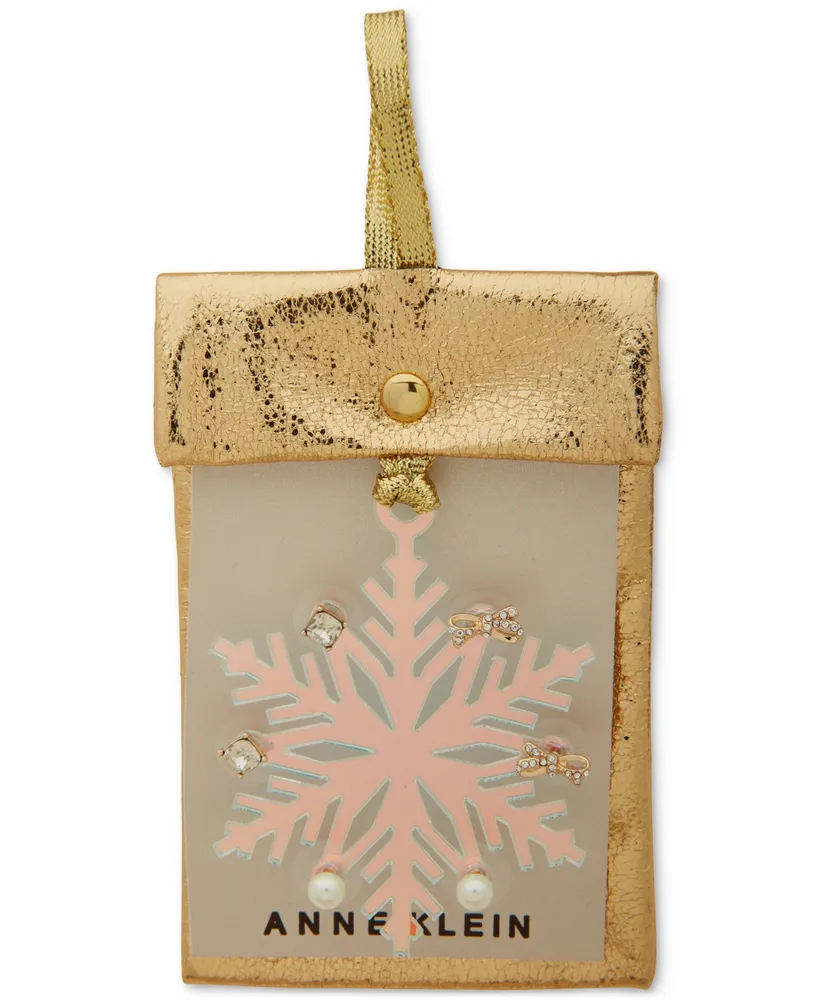 Anne Klein Snowflake Ornament & Gold-Tone 3-Pc. Earrings Set