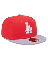 Men's New Era Red, Lavender Los Angeles Dodgers Spring Color Two-Tone 59FIFTY Fitted Hat