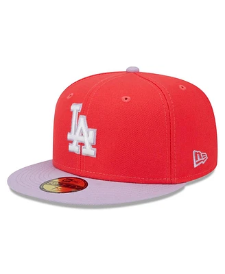 Men's New Era Red, Lavender Los Angeles Dodgers Spring Color Two-Tone 59FIFTY Fitted Hat
