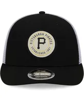 Men's New Era Black Pittsburgh Pirates Circle Trucker Low Profile 9FIFTY Snapback Hat