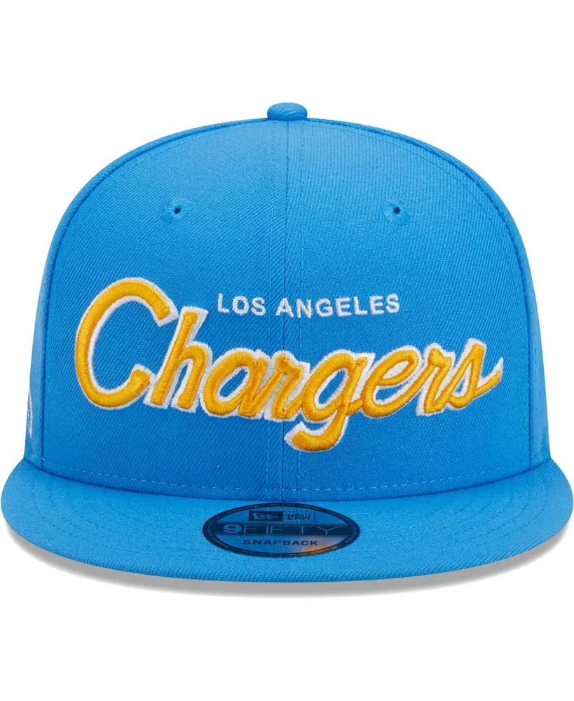 Men's New Era Powder Blue Los Angeles Chargers Main Script 9FIFTY Snapback Hat