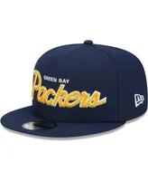 Men's New Era Navy Green Bay Packers Main Script 9FIFTY Snapback Hat