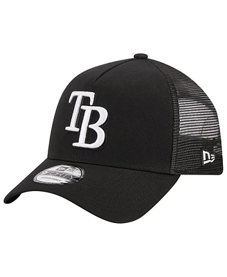 Men's New Era Black Tampa Bay Rays A-Frame 9FORTY Trucker Adjustable Hat