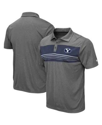 Men's Colosseum Heathered Charcoal Byu Cougars Smithers Polo Shirt