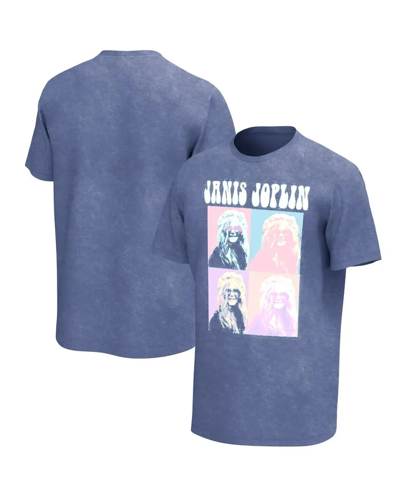 Men's Blue Janis Joplin Squares Washed Graphic T-shirt