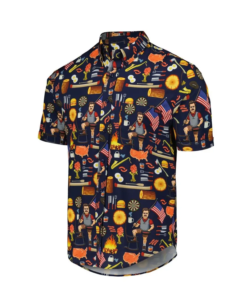 Men's and Women's Rsvlts Navy Parks Recreation Ron Swanson's Shirt of Greatness Kunuflex Button-Down