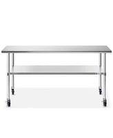 Gridmann 60 x 30 Inch Stainless Steel Table w/ 4 Casters, Nsf Commercial Kitchen Work & Prep Table