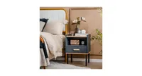 Nightstand Bedside End Table with Drawer and Open Shelf for Living Room Bedroom