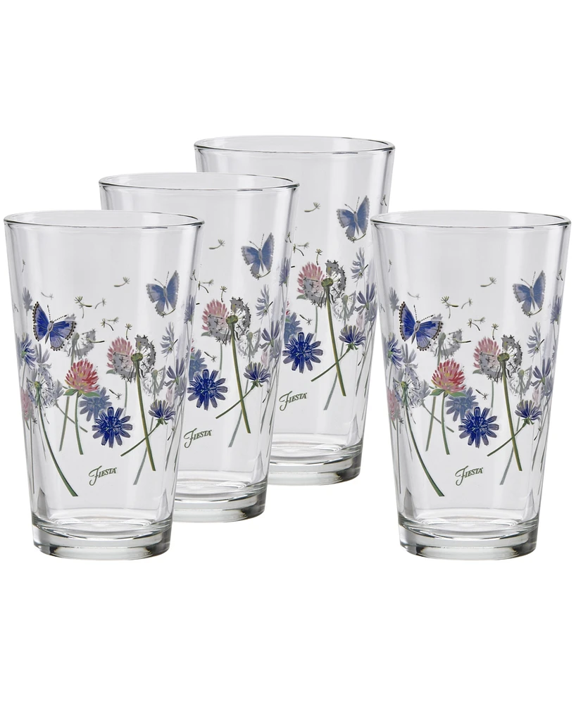 Fiesta Breezy Floral 16-Ounce Tapered Cooler Glass, Set of 4