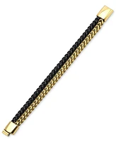 Men's Two-Tone Double Strand Chain Bracelet in Black & Gold-Tone Ion-Plated Stainless Steel