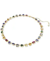 Swarovski Gold-Tone Stilla Multicolor Crystal All Around Necklace, 15" + 2-3/4" extender