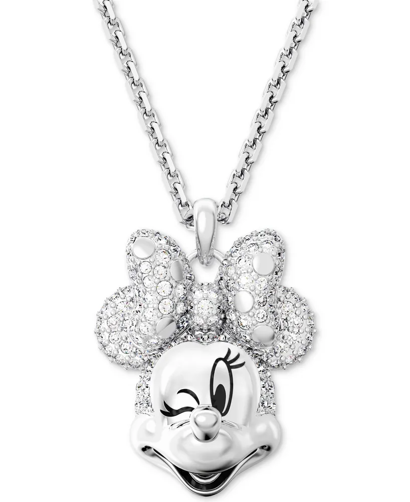 Swarovski Silver-Tone Disney Minnie Mouse Crystal Pendant Necklace, 16-1/2" + 3" extender