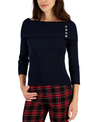 Tommy Hilfiger Women's Ribbed Off-The-Shoulder Sweater