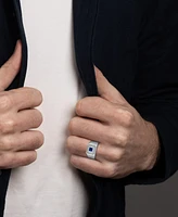 Men's Lab Created Sapphire (1/2 ct. t.w.) & Diamond (1/10 ct. t.w.) Ring in Sterling Silver