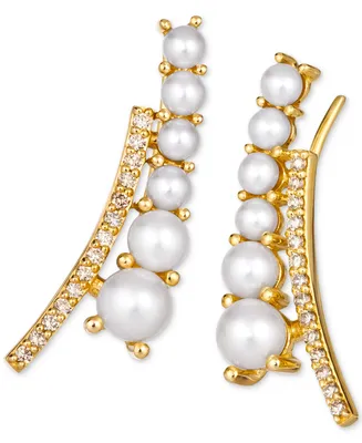 Le Vian Vanilla Pearls (3-6mm) & Nude Diamond (1/4 ct. t.w.) Ear Climbers in 14k Gold