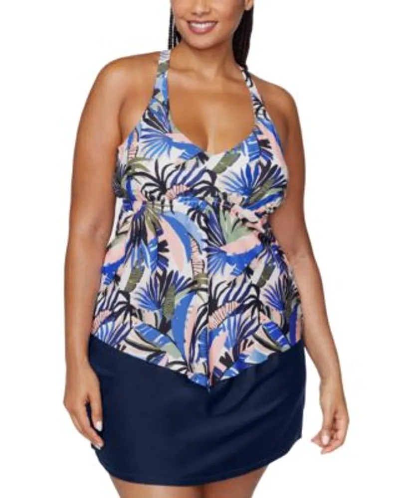 Raisins Curve Plus Size Aviva Tankini Top Matching Swim Skirt