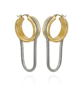 Vince Camuto Two-Tone Snake Chain Drop Hoop Earrings