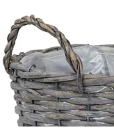 Sunnydaze Decor 8 in Rattan Wicker Basket Planters with Handles/Lining - Set of 5