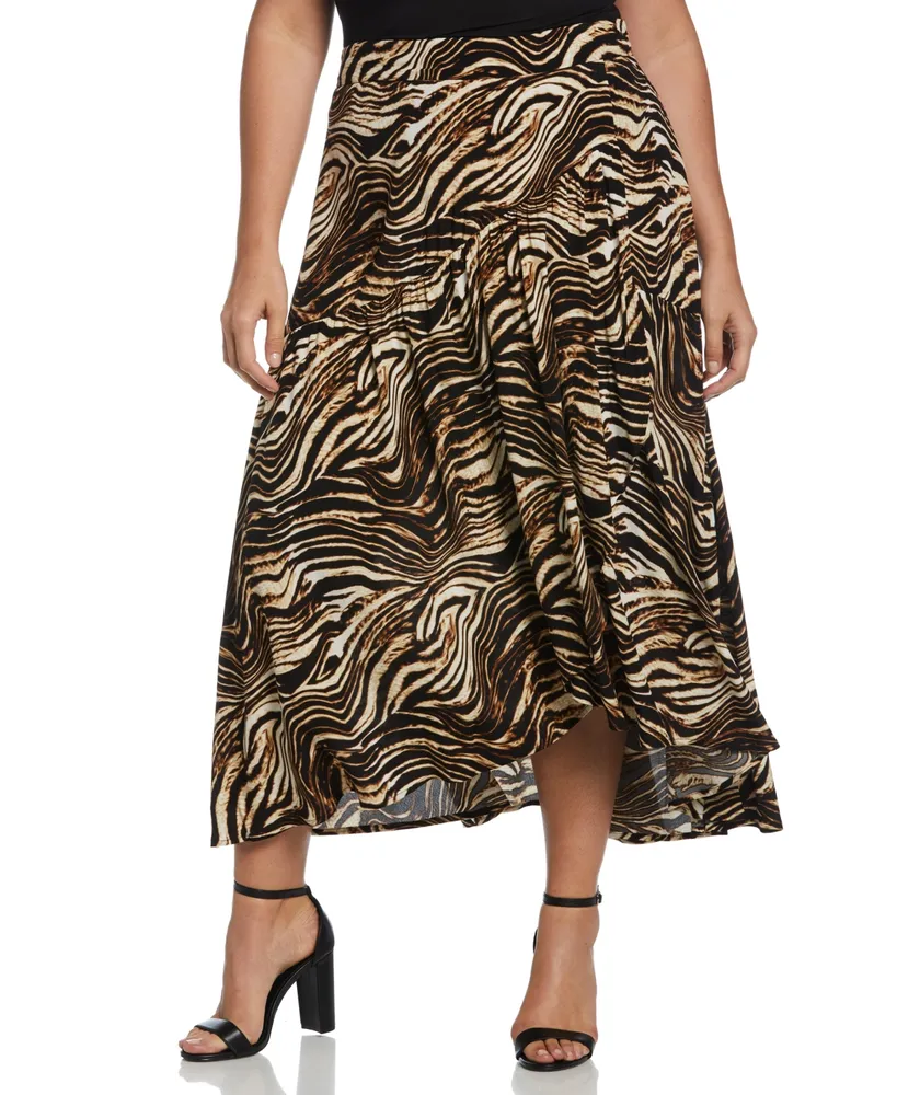 Ella Rafaella Plus Draped-Skirt Sleeveless Ponte Dress