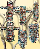 Designocracy Holiday Wooden Clip-On Ornaments Spirit of the Totem Set of 6 G. DeBrekht