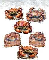 Designocracy Holiday Wooden Clip-On Ornaments Crabs of the Wild Set of 6 G. DeBrekht