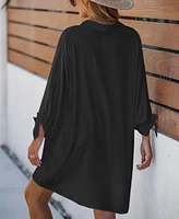 Women's V-Neck Button Front Cover-Up Dress