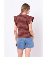 English Factory Women's Stripe Sleeveless T-shirt