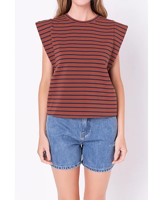 English Factory Women's Stripe Sleeveless T-shirt