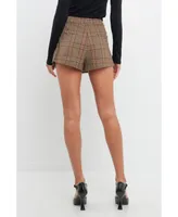 English Factory Women's Box Pleated Check Skort