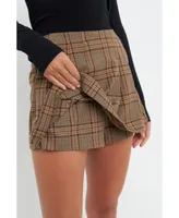 English Factory Women's Box Pleated Check Skort