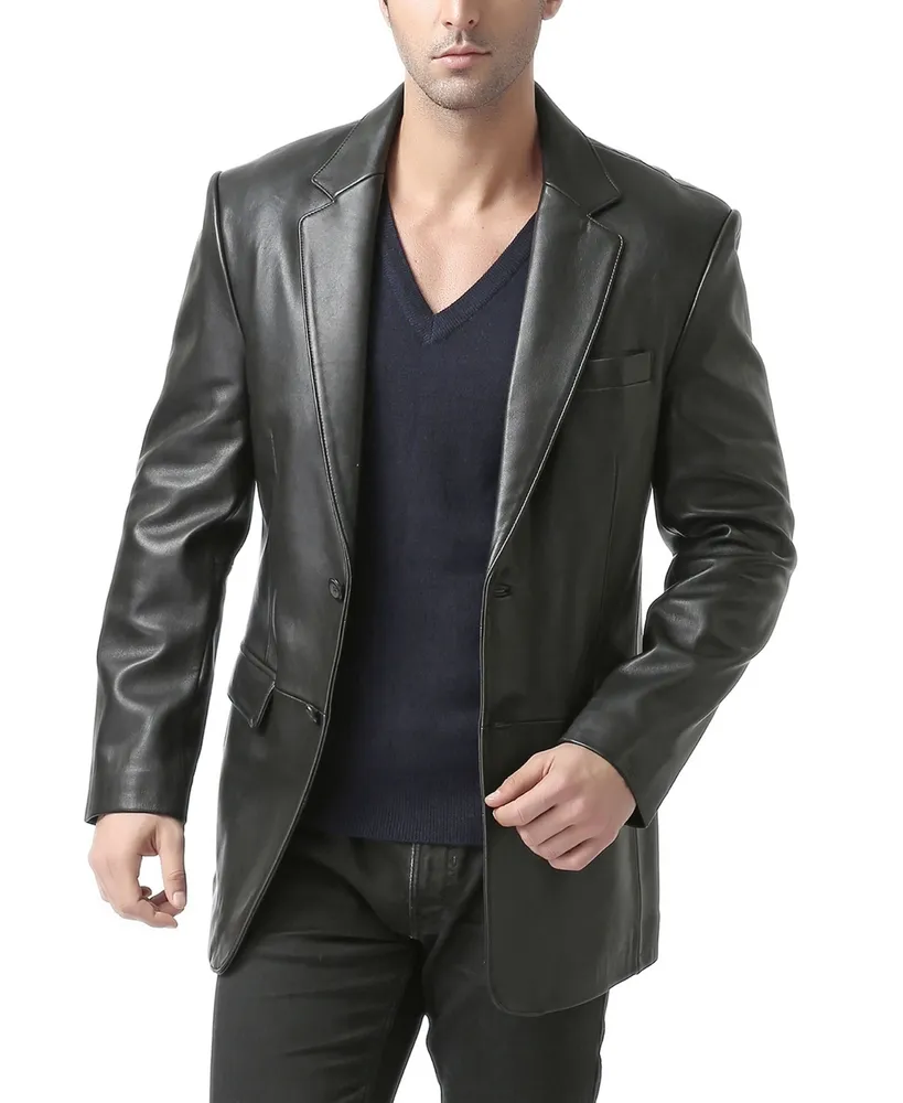 Bgsd Men Classic Two-Button Leather Blazer