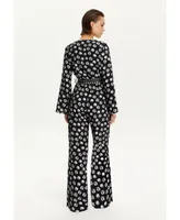 Nocturne Women's Printed V-Neck Belted Jumpsuit - Multi